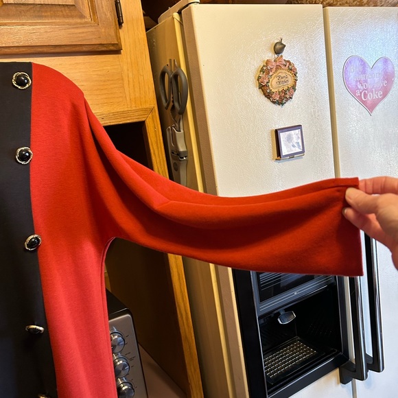 Women’s Vintage Color Block Black Burnt Orange JRT Button Detail below the knee - Picture 8 of 9